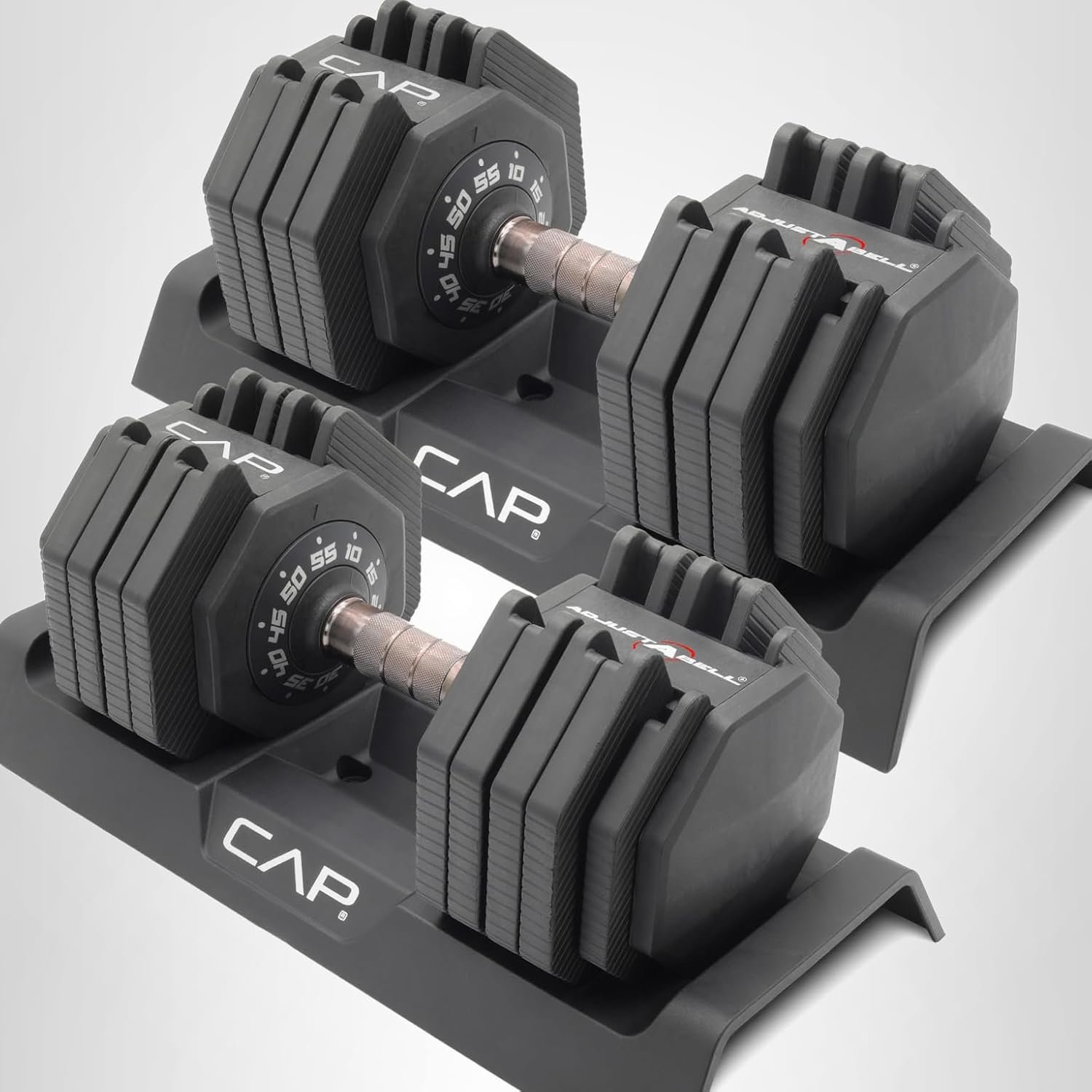 CAP Barbell ADJUSTABELL Adjustable 55 lb Hex Dumbbell Weights - Singles & Pairs | Multiple Handle Options