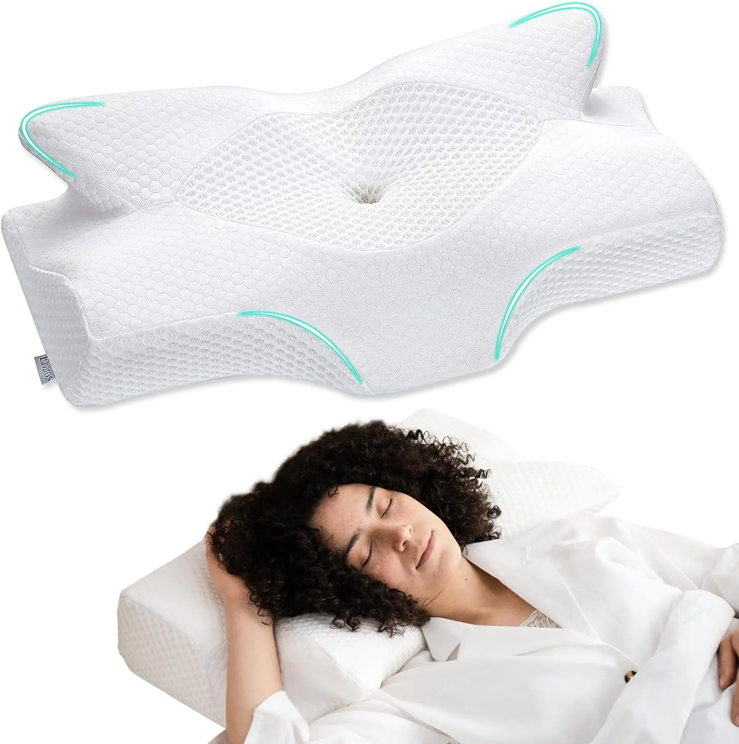 Elviros Cervical Memory Foam Pillows for Neck and Shoulder Pain, Neck Pillow for Sleeping, Side Sleeper Pillows for Adults