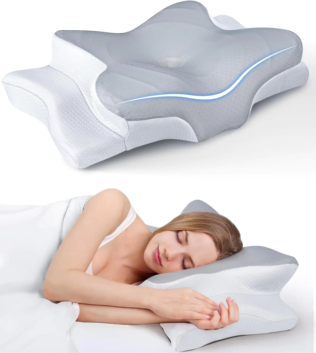 Ultra Pain Relief Cooling Pillow for Neck Support, Adjustable Cervical Pillow Cozy Sleeping