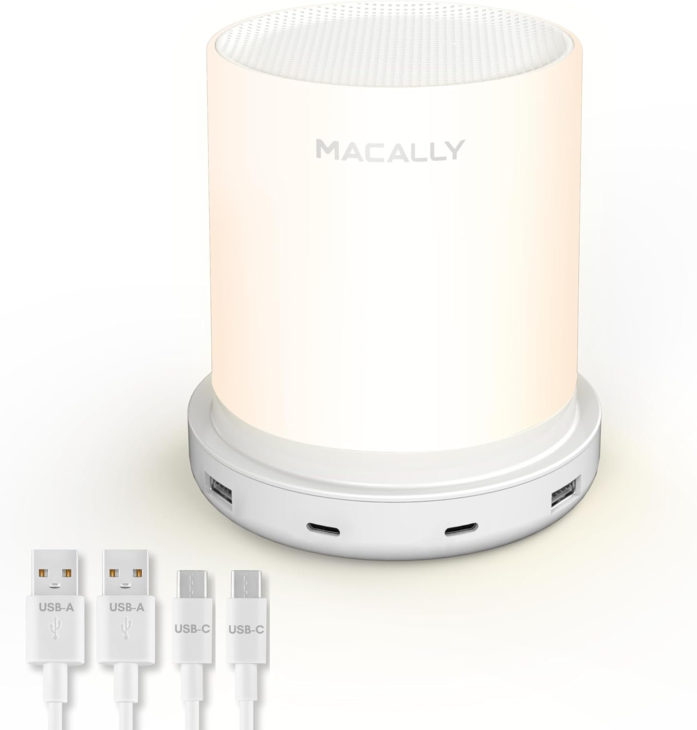 Macally Small Bedside Lamp with USB Ports (USB C + A)